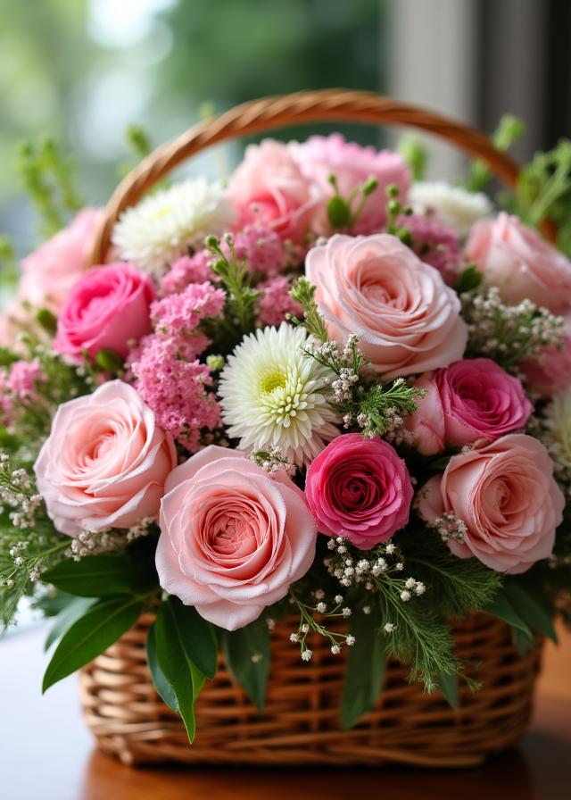 Curated floral arrangement with gourmet gift basket for same-day delivery in San Diego